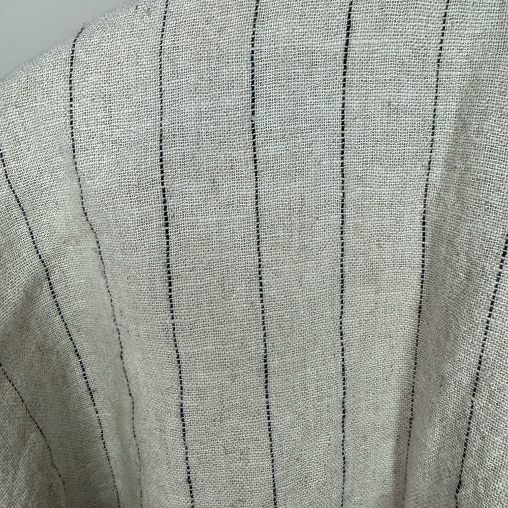Max Studio linen blend pin striped boxy rolled up sleeve open front blazer XL - Picture 6 of 9
